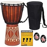 X8 Drums Djembe African Hand Drum, inch (X8-DJ-GRV-BKP)