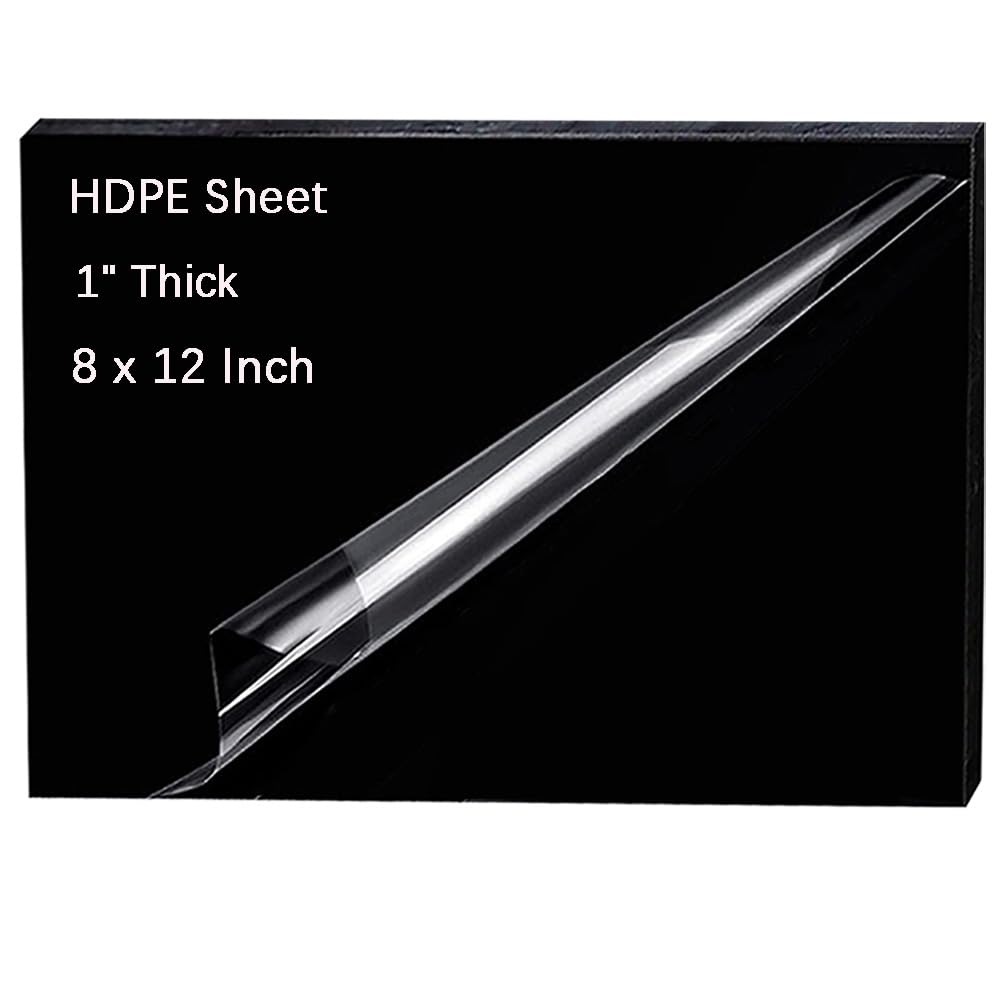 Photo 1 of 1 Pcs HDPE Plastic Sheet 1 inch Thick,Size 1" x 8" x 12",High-Density Polyethylene(HDPE) Plastic Block for Machining,Home Improvements,DIY Projects (Black)