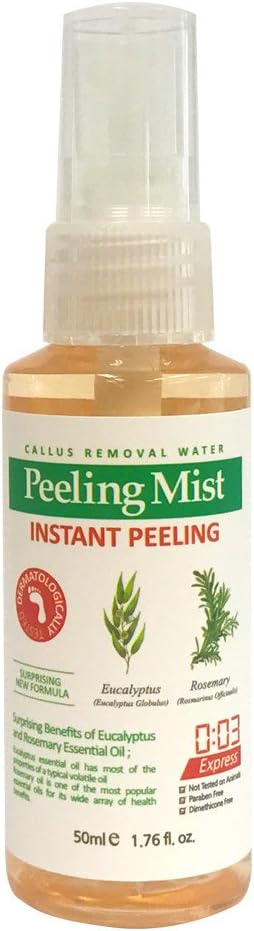Peeling Mist Callus Peel Spray Simple Easy Moisturizing Low pH Callus Removal Feet Health Care Treatment With Micro Water Urea Essential Oils 1.69 OZ