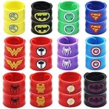 USA WOLF Superhero Slap Bracelet,Boys & Girls Birthday Party Favors and Party Supplies, Superhero Slap Bracelet for Kids School Classroom Rewards, Absolutely Favorite Novelty Toy (24 pcs)