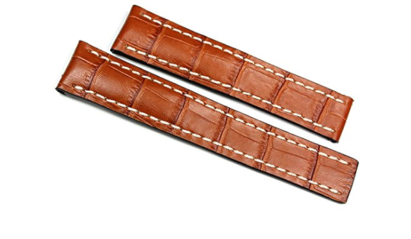 RIOS 1931 leren horlogeband voor heren, 22 mm, krokodillenreliëf, bruin  voor Breitling vouwsluiting Tan : Amazon.nl: Kleding, schoenen \u0026 sieraden