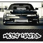 Most Hated Car Sticker Decal, Truck, Windshield Banner Sticker, 20 x 4 inches - Solid B/W Vinyl