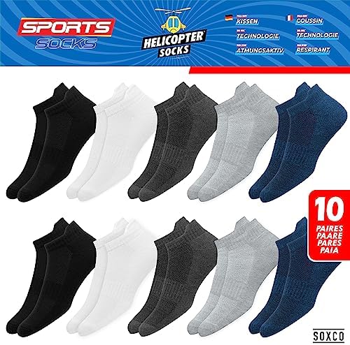10 Paia Calzini Uomo Corti Spugna Estivi Calze Donna Corte Sportivi Running EU 43-46, Multicolore
