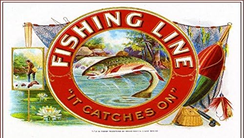 Fishing Line 1919 Fish Trout Smoke Vintage Cigar Tobacco Box Crate Label Print