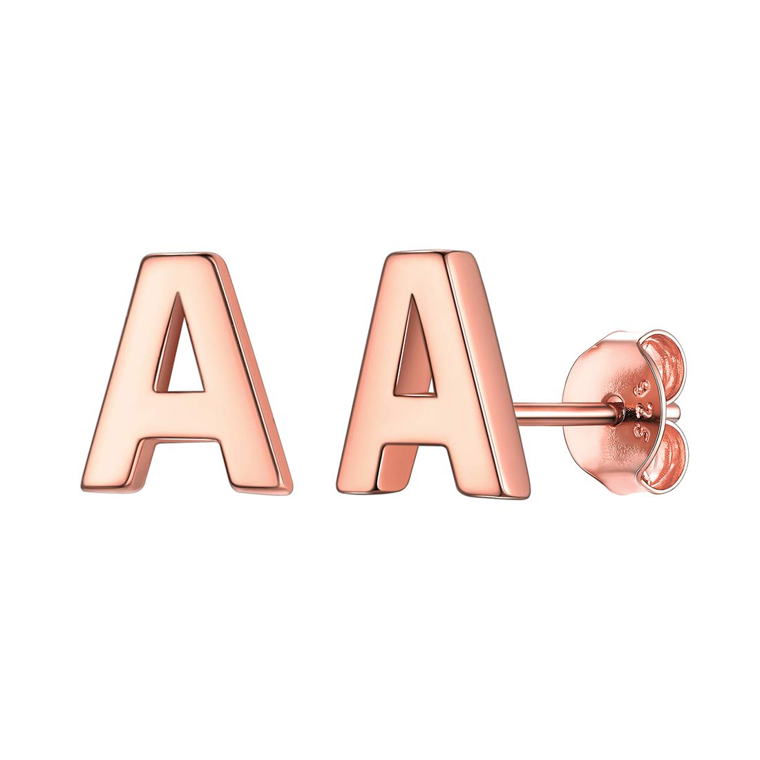 ChicSilver Rose Gold Initial A Stud Earrings for Women Monogram Jewelry Letter Earring Fits Sensitive Ears — image 1