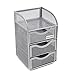 EasyPAG Mesh Desk Organizer 3 Drawer Mini Hutch, Silver