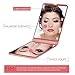 Bukm Magnifying Makeup Mirror Ultra-thin Led Lighted Compact Travel Makeup Mirror, Portable Folding Cosmetic Mirror 8 Bright LED Lights Adjustable Brightness Magnification Vanity Mirrors (Pink)