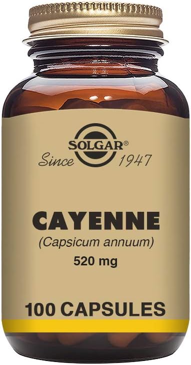 Solgar Cayenne 520 mg Vegetable Capsules - 100 Count - Vegan & Kosher