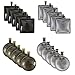 Bundle 10 Pcs Round Pendant Trays & 10 Pcs Square Pendant Trays with 20 Pcs Glass Cabochon Dome Tiles for Crafting DIY Jewelry Making, Silver and Bronze,Totally 40 Pcs (Style 1)