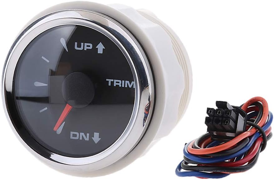 D DOLITY Stainless Steel Bezel Waterproof Boat Outboard Engine Trim Tilt Gauge 2'' 9-32V