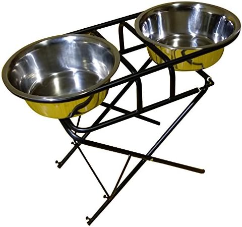 BobbyPet Adjustable Raised Double Stainless Steel Dog Diner Bowls. 3-Stage Height Elevated Standing with 1.6QT Dual Dog Dish