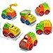 PREXTEX Set of 6 Friction Powered Toy Cars Take-Apart Construction Vehicle Playset for Kids Building Blocks - Great Birthday Gift Toy Set for Boys & Girls or for Christmas Stocking Stuffers
