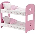 Emily Rose 14 Inch Doll Pink and White Bunkbed Bed Bunk with Reversible Bedding - Star | Compatible with American Girl Wellie Wishers Dolls