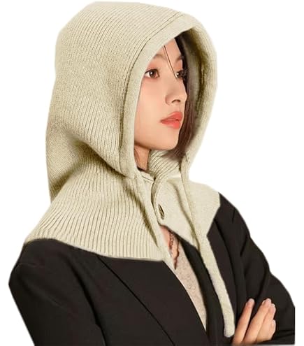 Amazon.com: Women Winter Knitted Hooded Scarf Pure Color  display picture 1