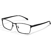 ZanyLen Blue Light Glasses Men Full Rim Rectangle Metal Glare UV Blocking Computer Reading Phone Gaming Glasses Clear Lens