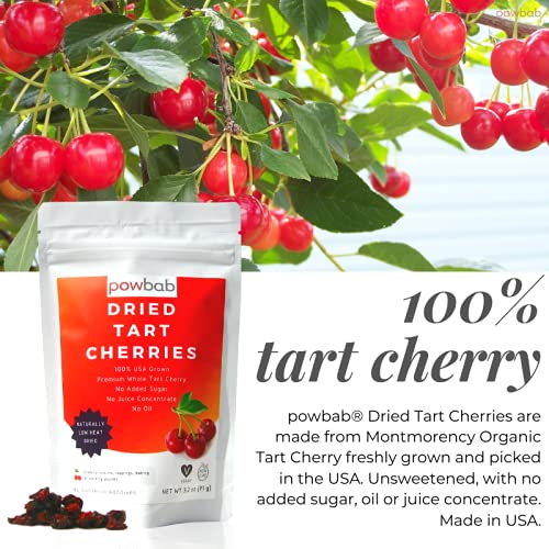 powbab Dried Tart Cherries Unsweetened 100 USA Grown Organic