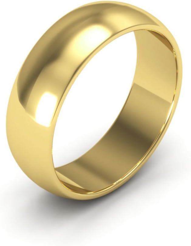14K Yellow Gold men's and women's plain wedding bands 6mm half round