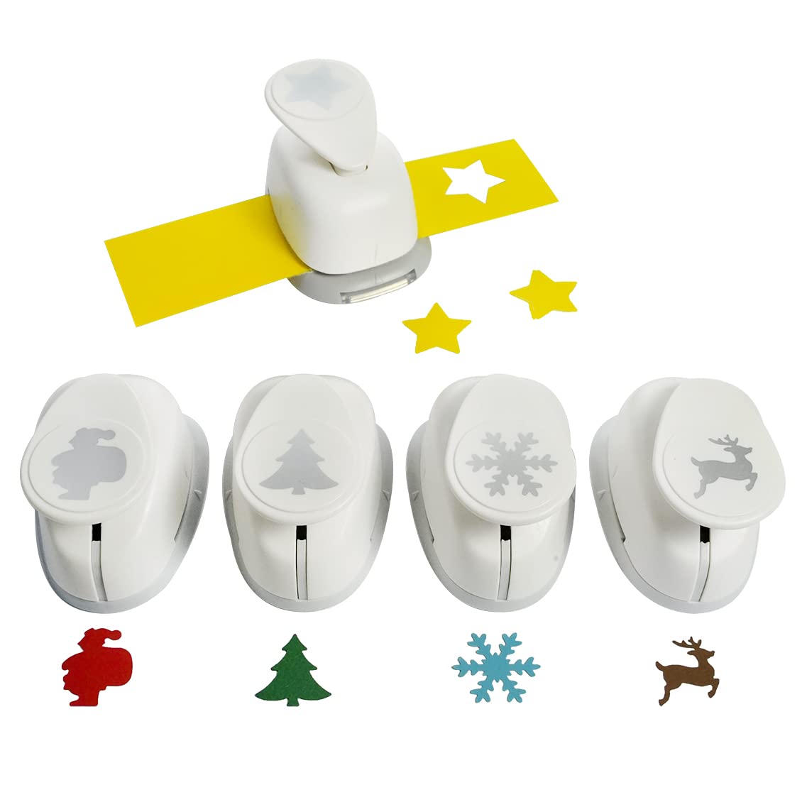 A689915 Christmas Motif Punch Set, 2.54 cm, 5 Pieces, Plastic, White, 5X