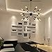 VINLUZ Modern Farmhouse Chandelier Lighting-18 Lights Sputnik Chandelier Black Industrial Pendant Semi-Flush Mount Ceiling Light Fixture