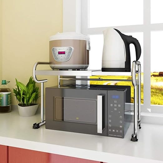 WYJW 2 Niveles Cocina Microondas Estante Horno Rejilla Piso de pie ...