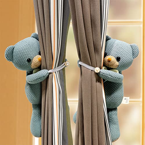 2Pcs Cartoon Curtain Buckle Tieback Animal Strap Curtain Hook Curtain Clip Tie back for Kids Child Nursery Room Window Decorations (Bear),M