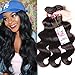 UNice Hair Brazilian Body Wave Virgin Hair 14 16 18 inches 3 Bundles, 100% Unprocessed Brazilian Wavy Human Hair Weave Extensions, Natural Black Color for African Americans Women Total 300g
