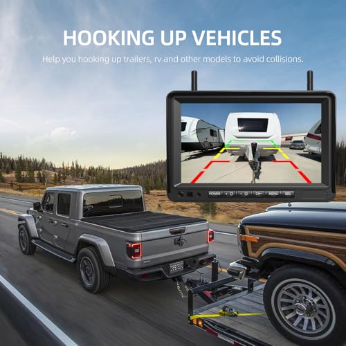 eRapta 2 Magnetic Reversing Cameras Wireless with 7 Inch 1080P Monitor: 9600 mAh Battery 2 Mins DIY Installation & Dual Split Wireless Reversing Camera, IP69K Waterproof Reversing Cameras for Car, Truck, Van