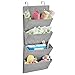 mDesign Chevron Wall Mount/Over Door Fabric Closet Storage Organizer for Toys, Baby/Kids Clothing - 4 Pockets, Gray/Cream