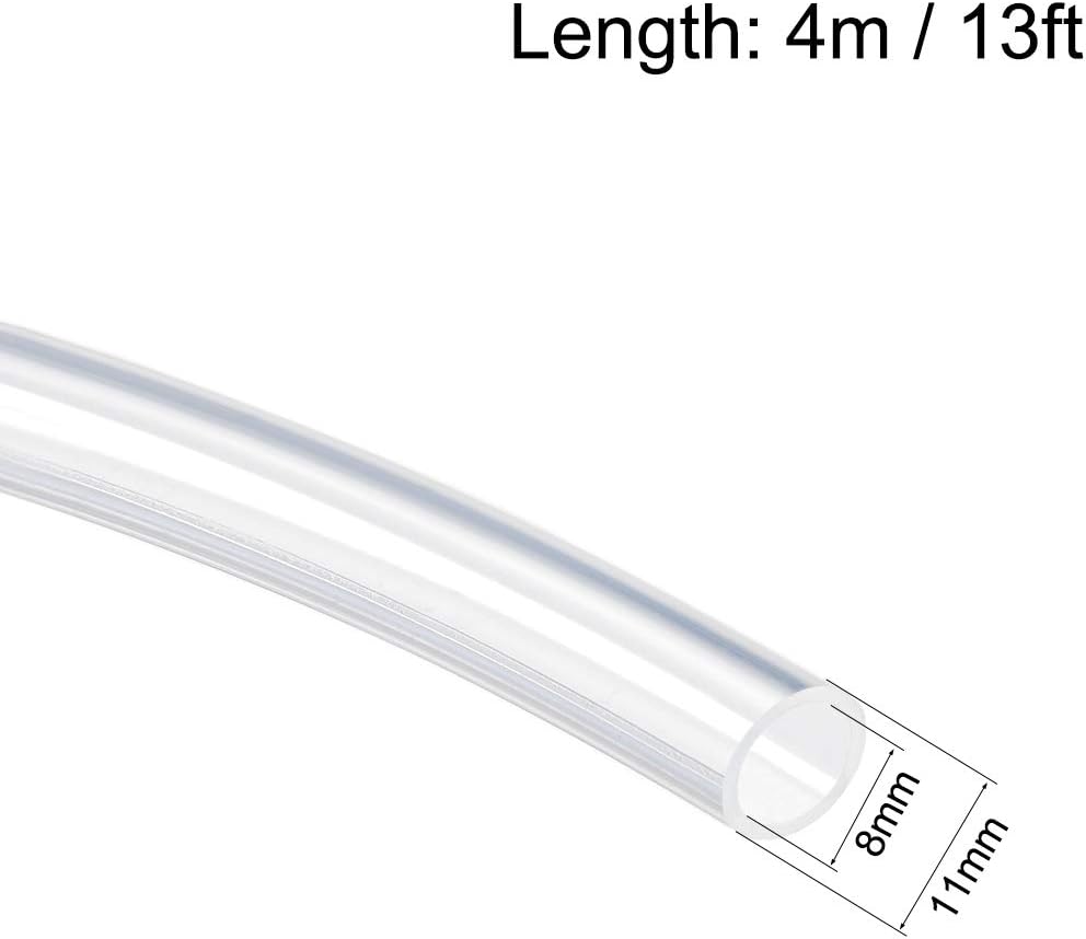 sourcing map Silicone Tubing 8mm ID x 11mm OD 4m Flexible Silicone Rubber Tube Air Hose Water Pipe for Pump Transfer Clear - Image 3
