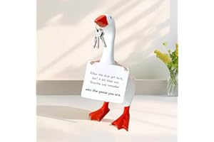 WUXULIFE Desk Goose 7 inch Cute Mini Desktop Goose Statue with Three Positive Cards Funny Goose Figurine Table Decor House Warming Christmas Birthday Gifts(Positive)
