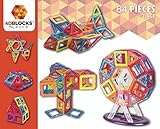 4DBlocks - Play it , Love it! - Magnetic Building Block Set – 84 Pieces 2.52inch– Promotes Creativity, Imagination & Brain Development–The Best Combination Of Recreation & Education For Children