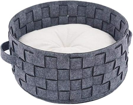 Bestiz Panier Pour Chat En Feutre Naturel Tresse Rond Pour Petit Chien Ou Chat Amazon Fr Animalerie