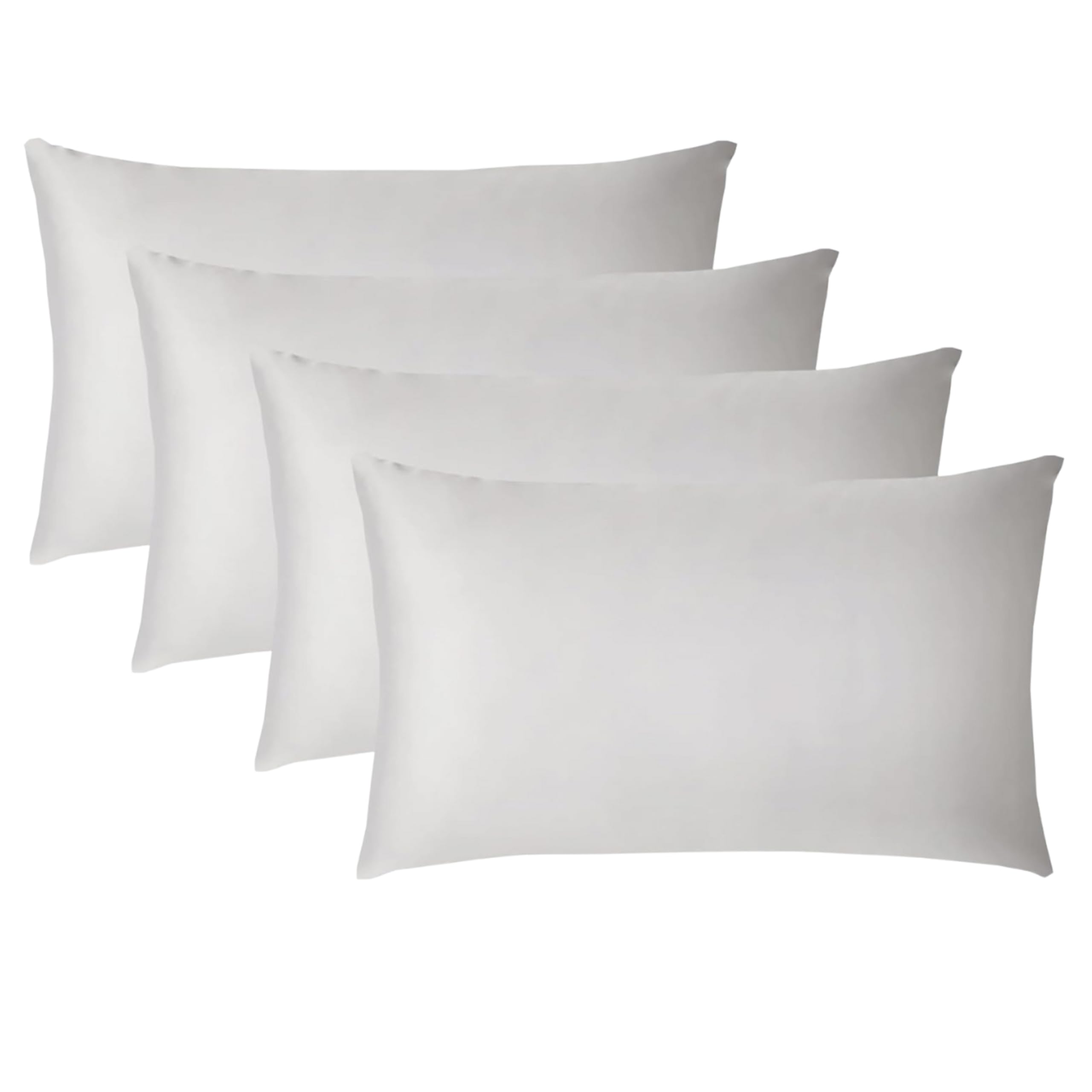 BRIT COTTON Pillow Cases 4 Pack 100% Poly Cotton Pillowcases UK Size 50X75 cm Pillow Covers Breathable Fabric Hotel Quality Housewife Pillow Cases Fade, Wrinkle and Stain Resistant (50cmX75cm, SILVER)