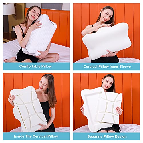 Contour Pillows for Neck Pain, GOBRUREEY Firm Cervical Pillow for Neck