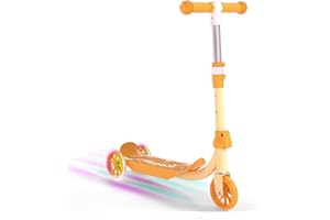 3 Wheel Scooter for Kids Ages 3-6, LED Light-Up Kids Kick Scooter–Adjustable Height, Durable Metal Construction, Anti-Slip De