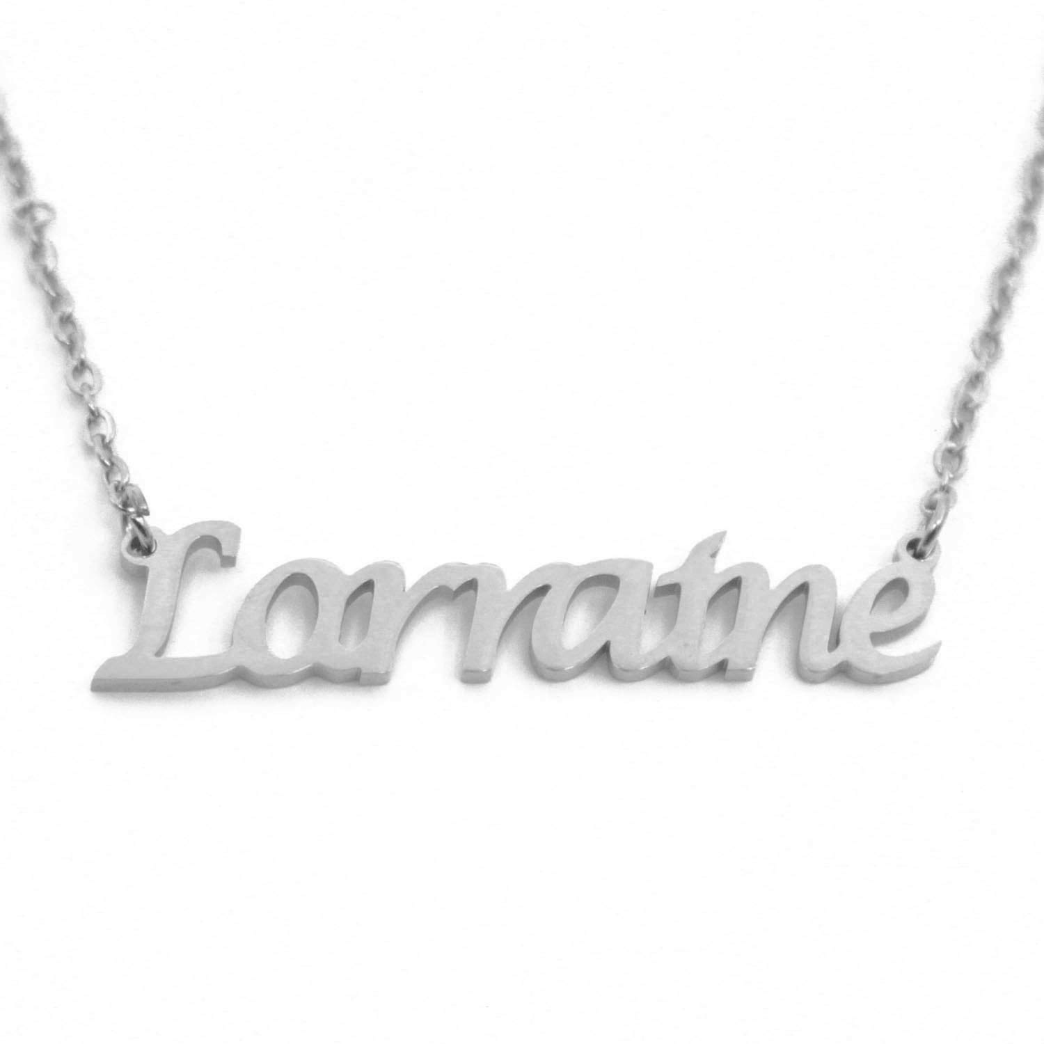 Kigu Name Necklace Lorraine Personalised - Silver Tone Packaging