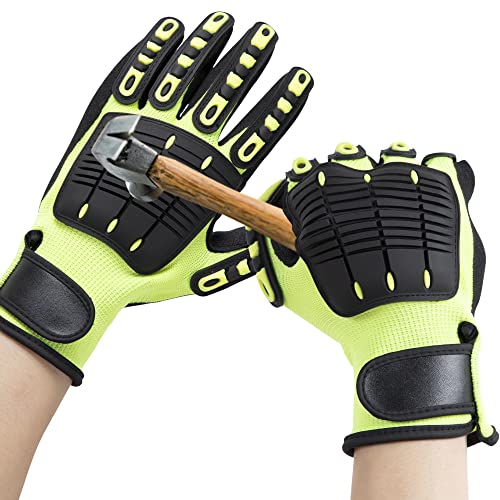 ARCLIBER Heavy-Duty Work Gloves, Impact Protection Mechanic Gloves, Rigger Gloves, Safety Work Gloves High Dexterity, Vibration Reduction, Excellent Abrasion
