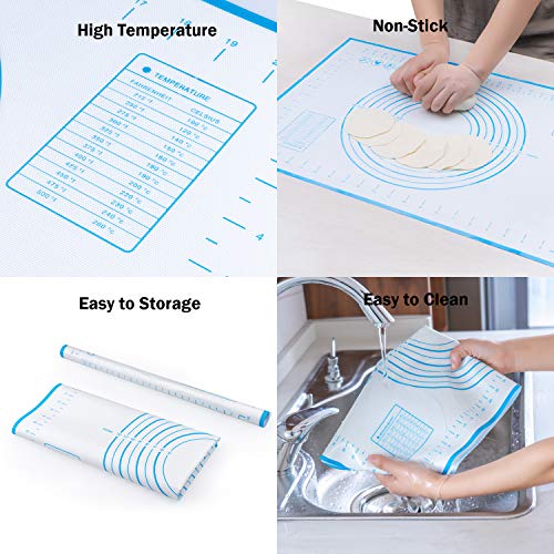 Fondant Rolling Pin and Baking Mat - Stainless Steel Dough Roller with Removable Rings for Perfect Thickness, Great for Making Pizza, Pasta, Cookies Dough, Fondant Cake and More, Easy To Use & Clean - Thumbnail 2
