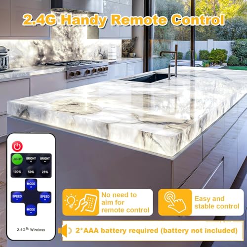 Lichaser 6000K LED Backlight Sheet White 24V 36W, Dimmable LED Panel Sheet Compatible with Alexa, Flexible Backlit Light Remote & APP, 19.7X9.7 Inch for Marble, Onyx, Quartz Countertop (4 Pack)