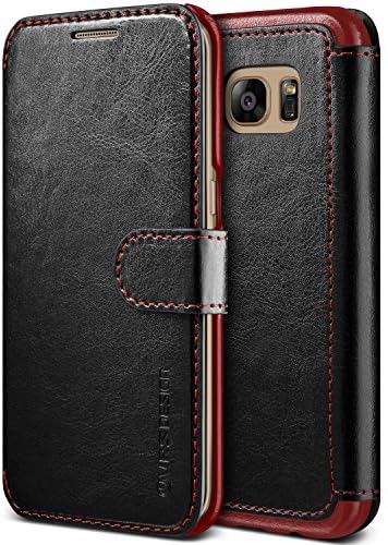 Samsung Galaxy S7 Edge Case VRS Design® [Black] High Quality PU Leather Case [Layered Dandy] Flip Wallet Cover with 3 Card Slots for Galaxy S7 Edge (2016)