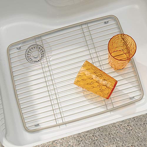 iDesign Axis Large Metal Sink Grid, NonSkid Dish Protector for Kitchen