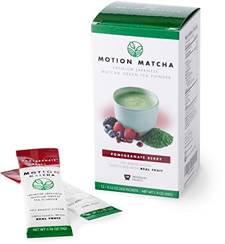 Flavored Premium Matcha Green Tea To Go, Sweetened with Real Fruit (Pomegranate Berry) (12 single serving packets) (What's The Best Green Tea To Drink For Weight Loss)