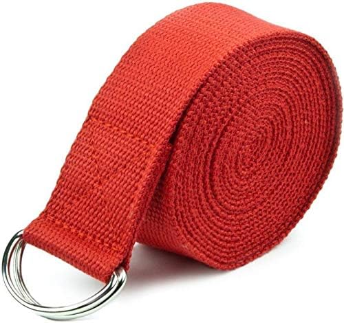 FITGURU Yoga Straps Belt-8ft, Yoga Strap Super Soft Organic Cotton- Perfect for Stretching, Holding Poses, Improving Flexibility and Physical Therapy (Colour Red)