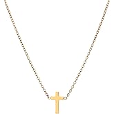 Nawflue Cross Necklace for Women, 18K Gold Plated Dainty Tiny Sideways Cross Choker Necklace, Adjustable Stainless Steel Trendy Faith Jewelry, Christmas Gifts