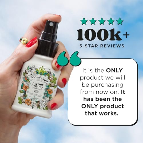POO-POURRI BEFORE-YOU-GO TOILET SPRAY, BEACH BUM, 2 FL OZ, UP TO 100 USES, BATHROOM ODOR DEODORIZER WITH ESSENTIAL OILS FOR HOME OR WORK, TRAVEL ESSENTIALS, TSA APPROVED SIZE, COCONUT, ORCHID SCENT