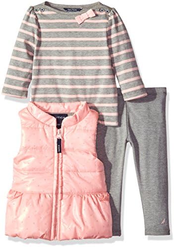 Nautica Baby Girls' Vest, Shirt and Jegging, Pink, 18 Months