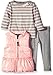 Nautica Baby Girls' Three Piece Vest, Top and Pant Set, Pink/Gray, 24 Months