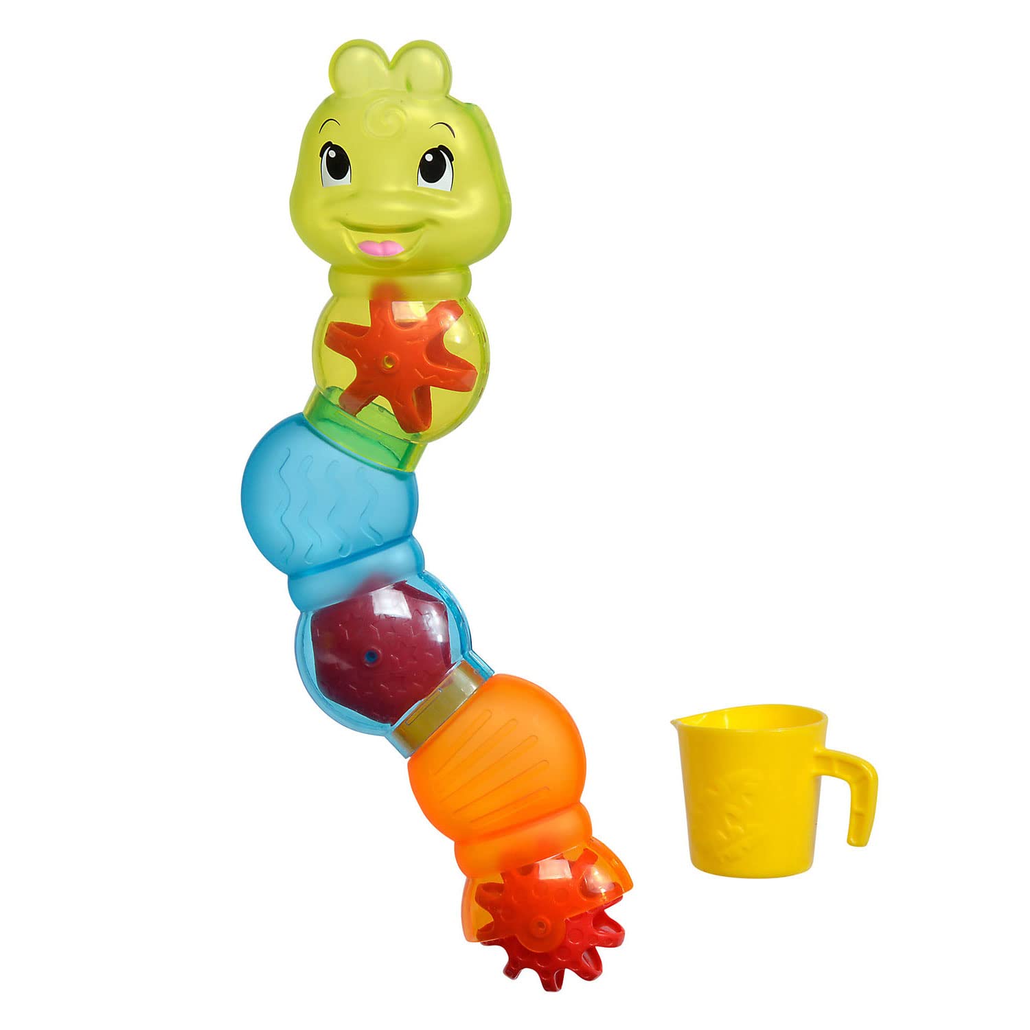 Simba 104010026 ABC Wasserparcour Caterpillar Bath Toy, 3 Pieces, with Filling Cup, 10 cm, Water Fun, Baby Toy, from 2 Years