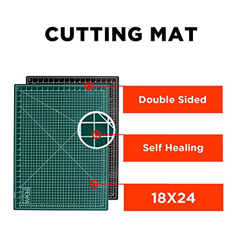 Cutting Mat & Craft Knife Set - Deluxe Package With Premium 18x24 Self Healing Cutting Mat Precision 7 Piece Craft Hobby Knife Set & 10 Replaceable Craft Blades Perfect for Arts and Crafts of All Kind