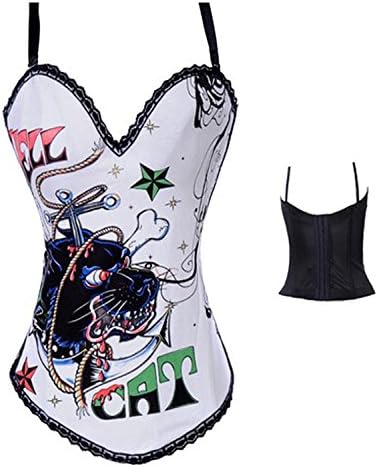 Renee Ander Sexy V-Neck Women's Corset Body Beauty Corset With Shoulders Strap-White Lion (M) Hot
